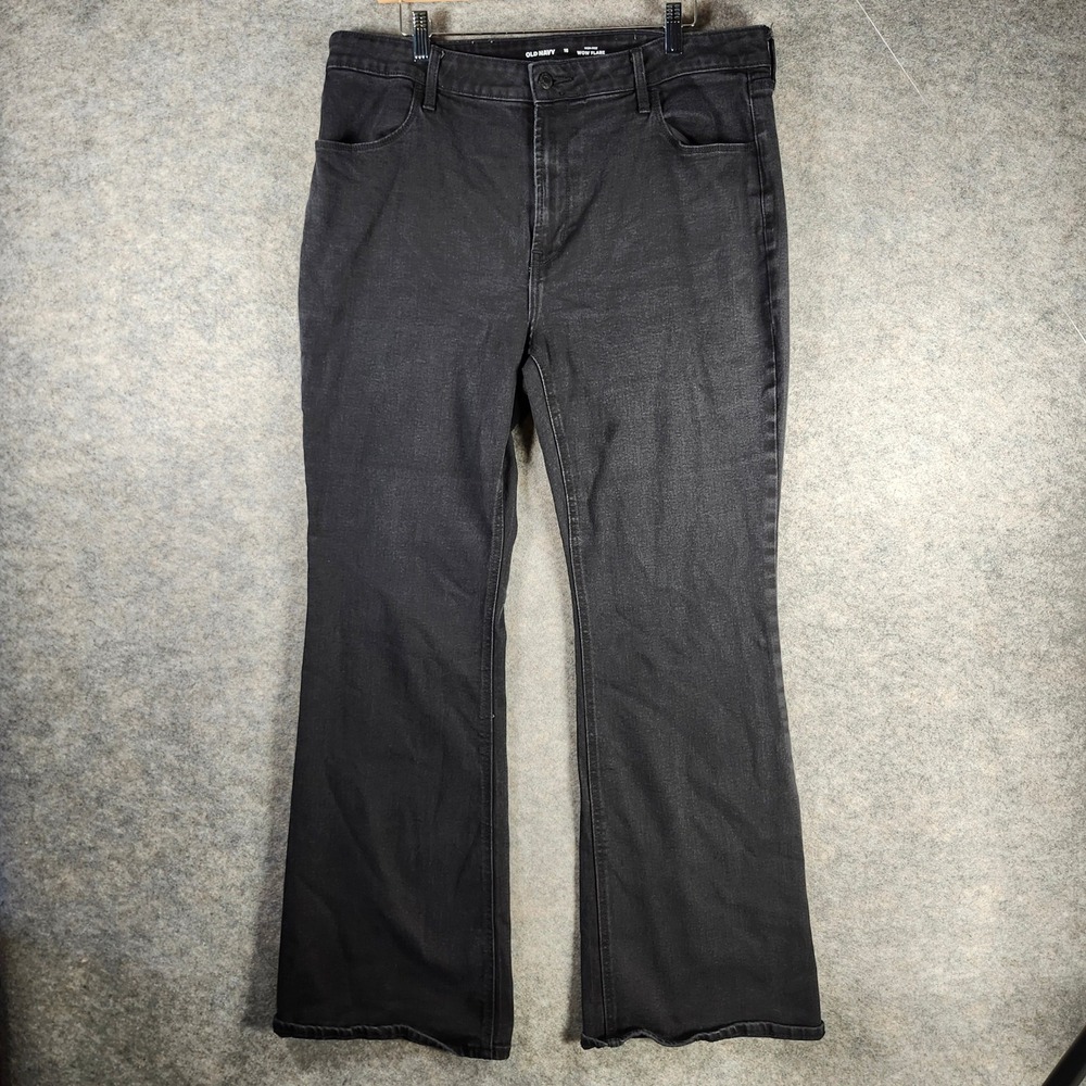 Old Navy Wow Flare Jeans Black High Rise Size 16 Flared Boot Denim Stretch Pants